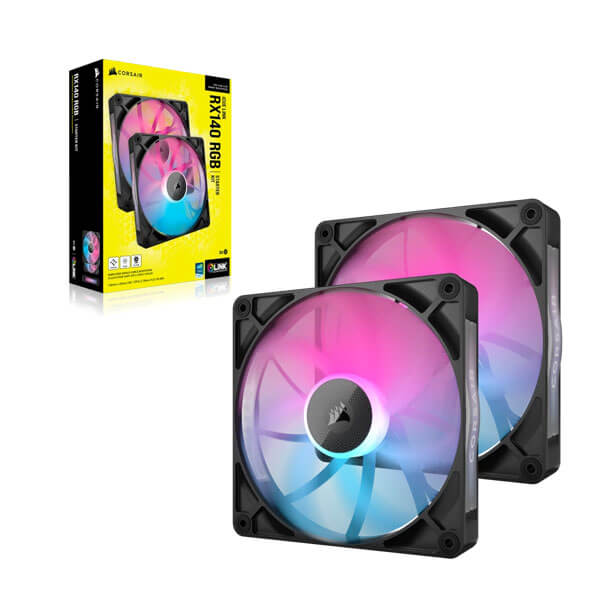 Corsair iCUE Link RX140 RGB 140mm PWM Black Cabinet Fan (Dual Pack)
